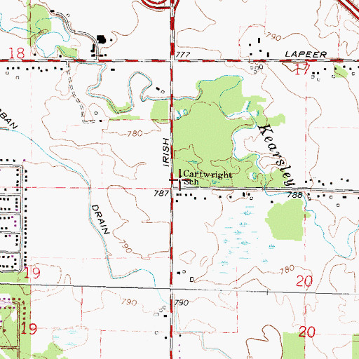 Topographic Map of Cartwright School, MI