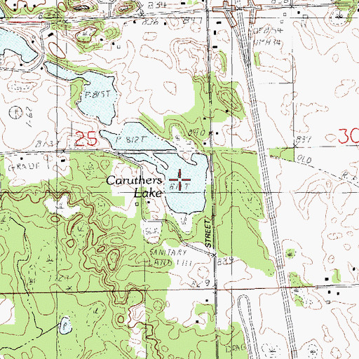 Topographic Map of Caruthers Lake, MI