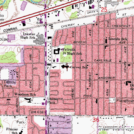Topographic Map of Carver School, MI