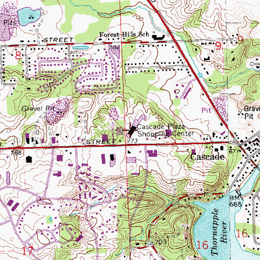 Topographic Map of Cascade Plaza Shopping Center, MI