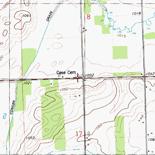 Topographic Map of Case Cemetery, MI