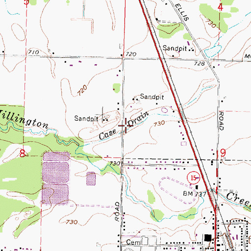 Topographic Map of Case Drain, MI