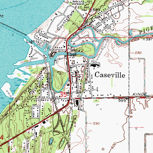 Topographic Map of Caseville, MI