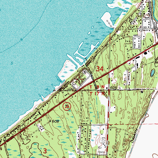 Topographic Map of Caseville Cemetery, MI