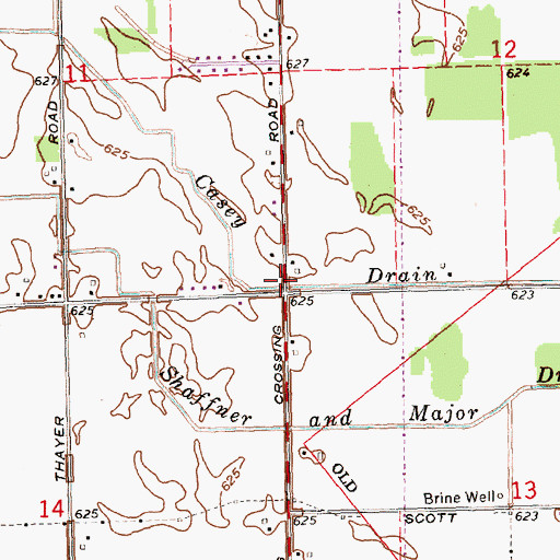 Topographic Map of Casey Drain, MI