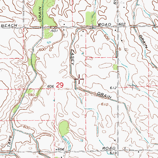Topographic Map of Casey Drain, MI