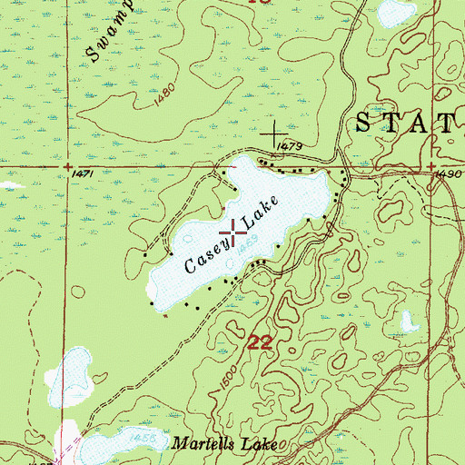 Topographic Map of Casey Lake, MI