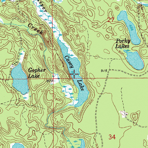 Topographic Map of Casey Lake, MI