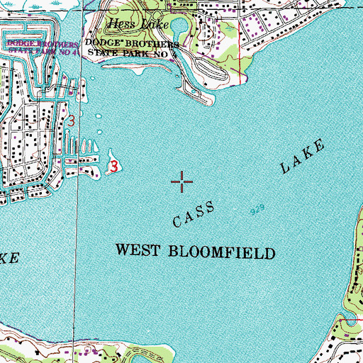 Topographic Map of Cass Lake, MI