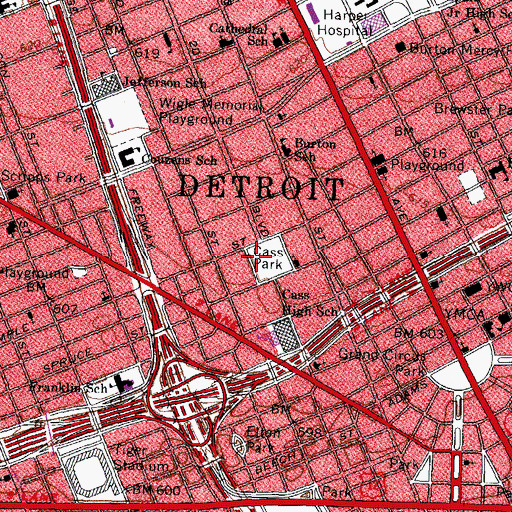 Topographic Map of Cass Park, MI