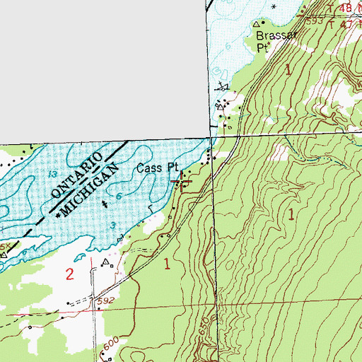 Topographic Map of Cass Point, MI