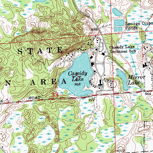 Topographic Map of Cassidy Lake, MI