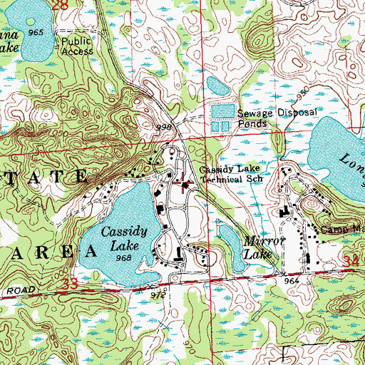 Topographic Map of Cassidy Lake Technical School, MI