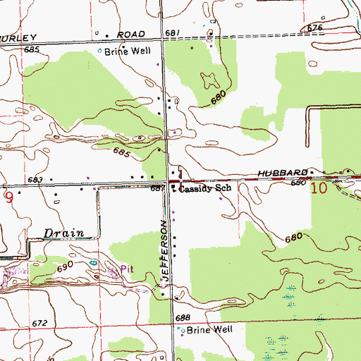 Topographic Map of Cassidy School, MI