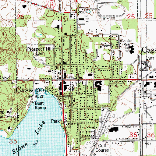Topographic Map of Cassopolis, MI