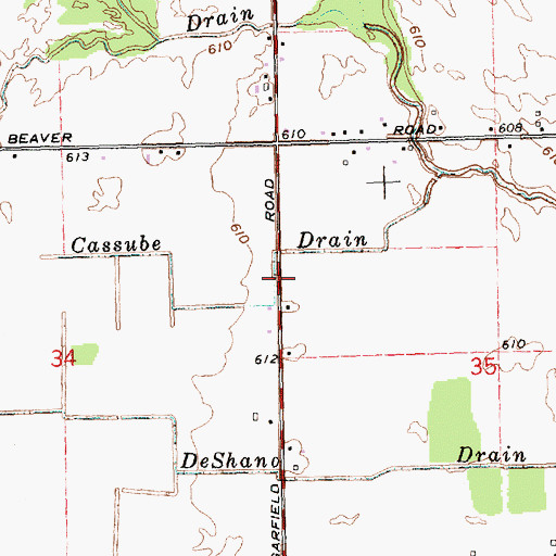 Topographic Map of Cassube Drain, MI