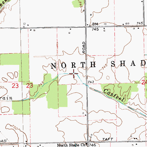 Topographic Map of Casteel Drain, MI