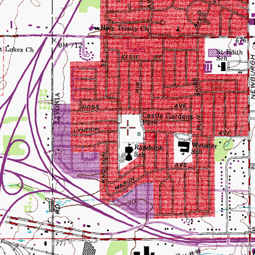 Topographic Map of Castle Gardens Park, MI