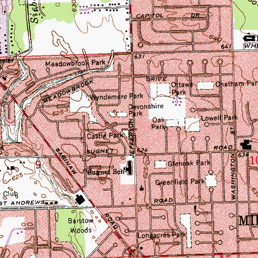 Topographic Map of Castle Park, MI