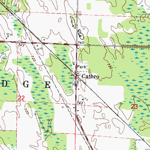 Topographic Map of Cathro, MI