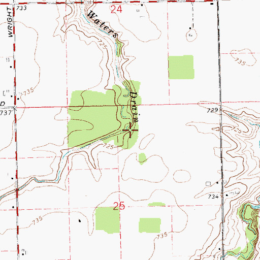 Topographic Map of Catlin and Waters Drain, MI