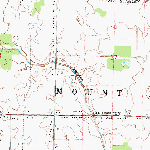 Topographic Map of Cattail Swamp Drain, MI
