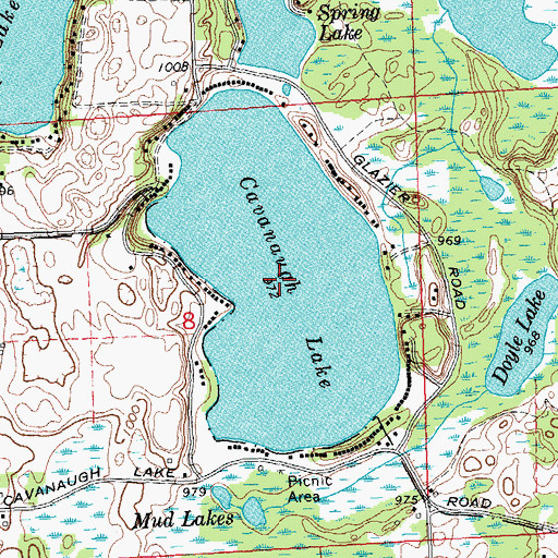 Topographic Map of Cavanaugh Lake, MI