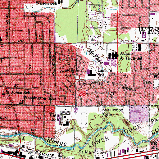 Topographic Map of Cayley Park, MI