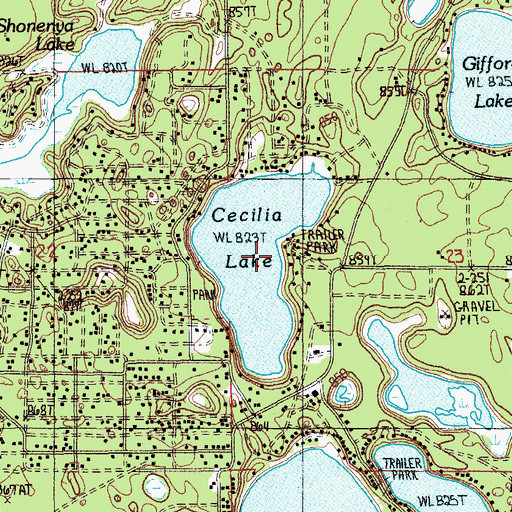 Topographic Map of Cecilia Lake, MI