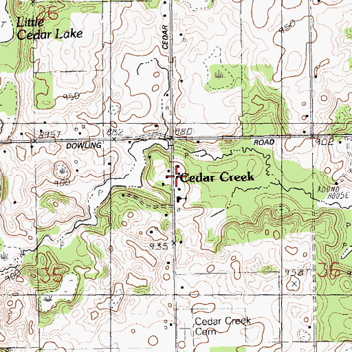 Topographic Map of Cedar Creek, MI