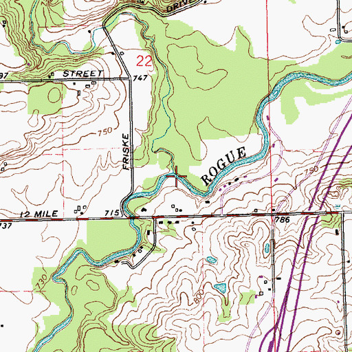 Topographic Map of Cedar Creek, MI