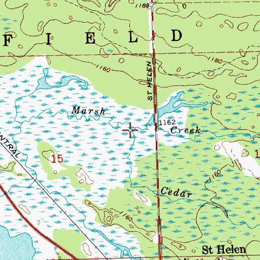 Topographic Map of Cedar Creek, MI