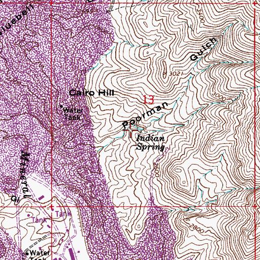 Topographic Map of Indian Spring, AZ
