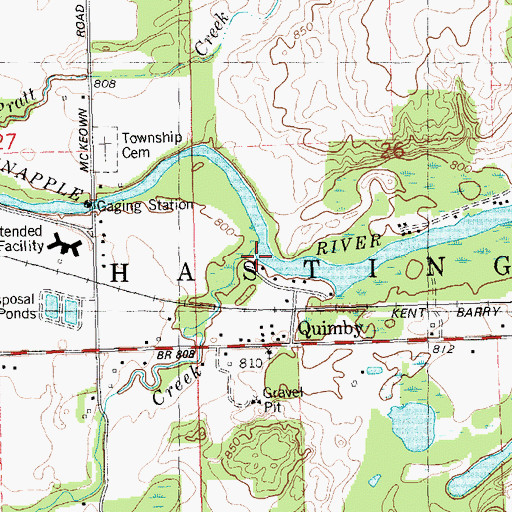Topographic Map of Cedar Creek, MI