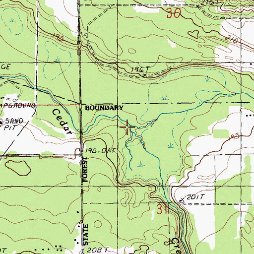 Topographic Map of Cedar Creek, MI