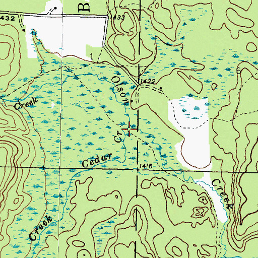 Topographic Map of Cedar Creek, MI