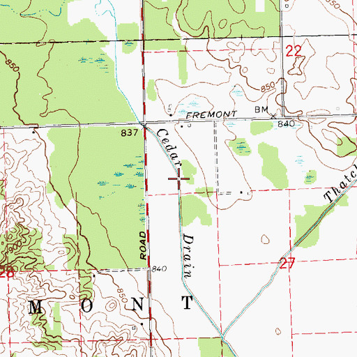 Topographic Map of Cedar Drain, MI