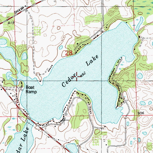 Topographic Map of Cedar Lake, MI