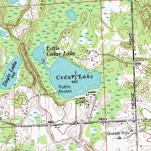 Topographic Map of Cedar Lake, MI