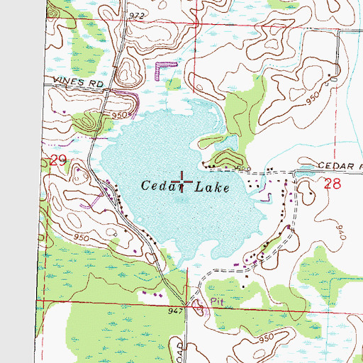 Topographic Map of Cedar Lake, MI
