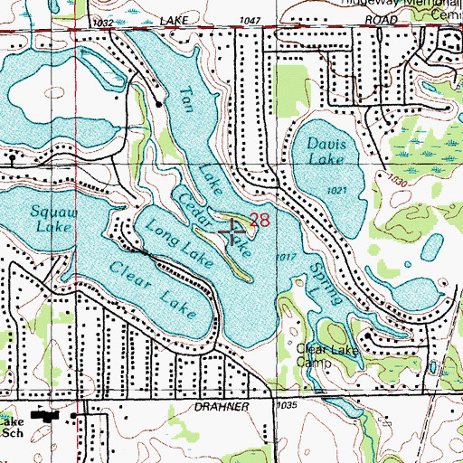 Topographic Map of Cedar Lake, MI