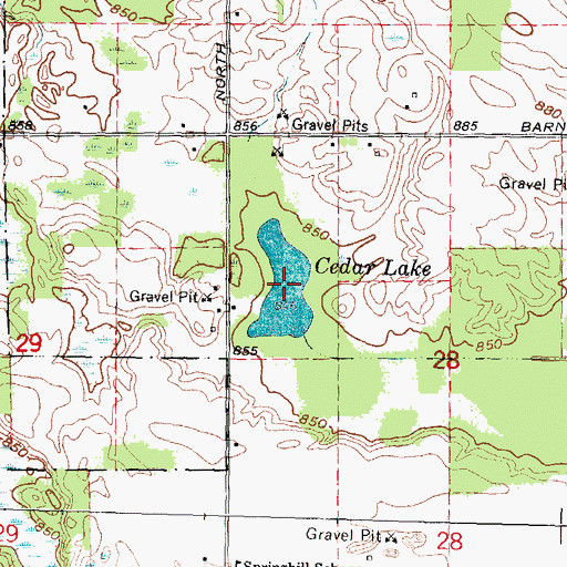 Topographic Map of Cedar Lake, MI