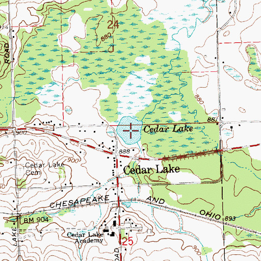 Topographic Map of Cedar Lake, MI