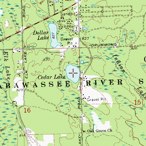 Topographic Map of Cedar Lake, MI