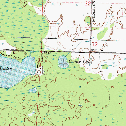 Topographic Map of Cedar Lake, MI