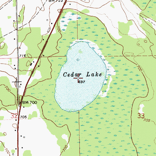 Topographic Map of Cedar Lake, MI