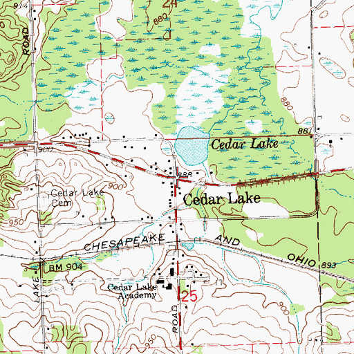 Topographic Map of Cedar Lake, MI