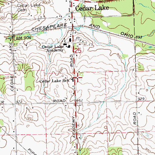 Topographic Map of Cedar Lake School, MI