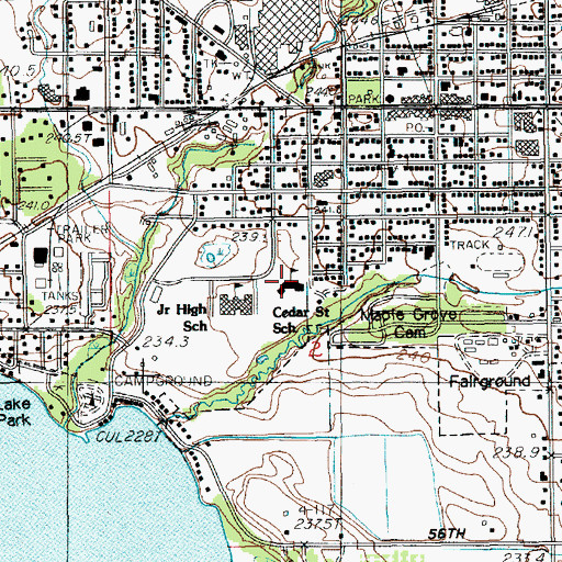 Topographic Map of Cedar Street School, MI