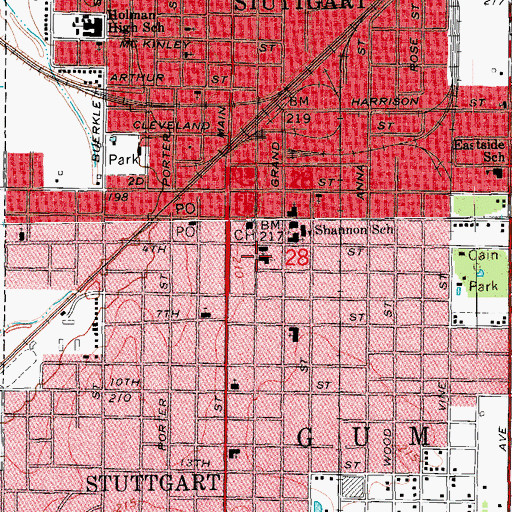 Topographic Map of Saint Johns Lutheran Church, AR